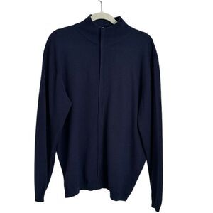 Paul Frederick 100% Wool Men’s Zip Up Sweater Navy Long Sleeve Size L